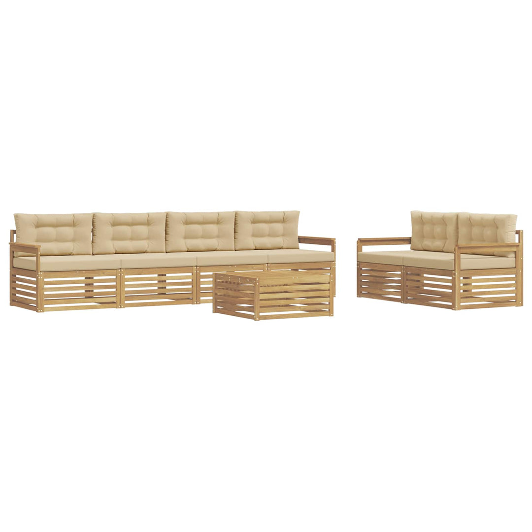 Udendørs sofagruppe 7 stk. Hvid og Beige Polyester