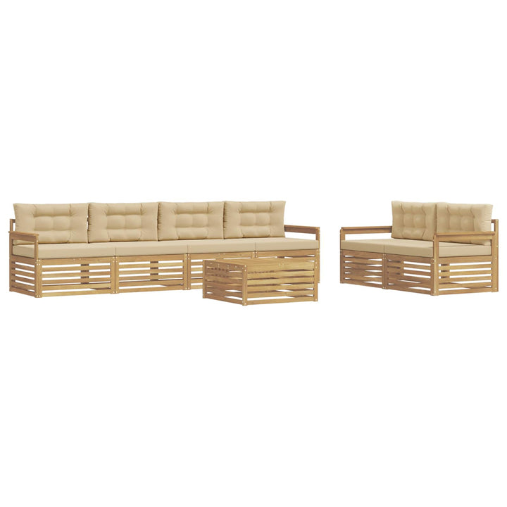 Udendørs sofagruppe 7 stk. Hvid og Beige Polyester