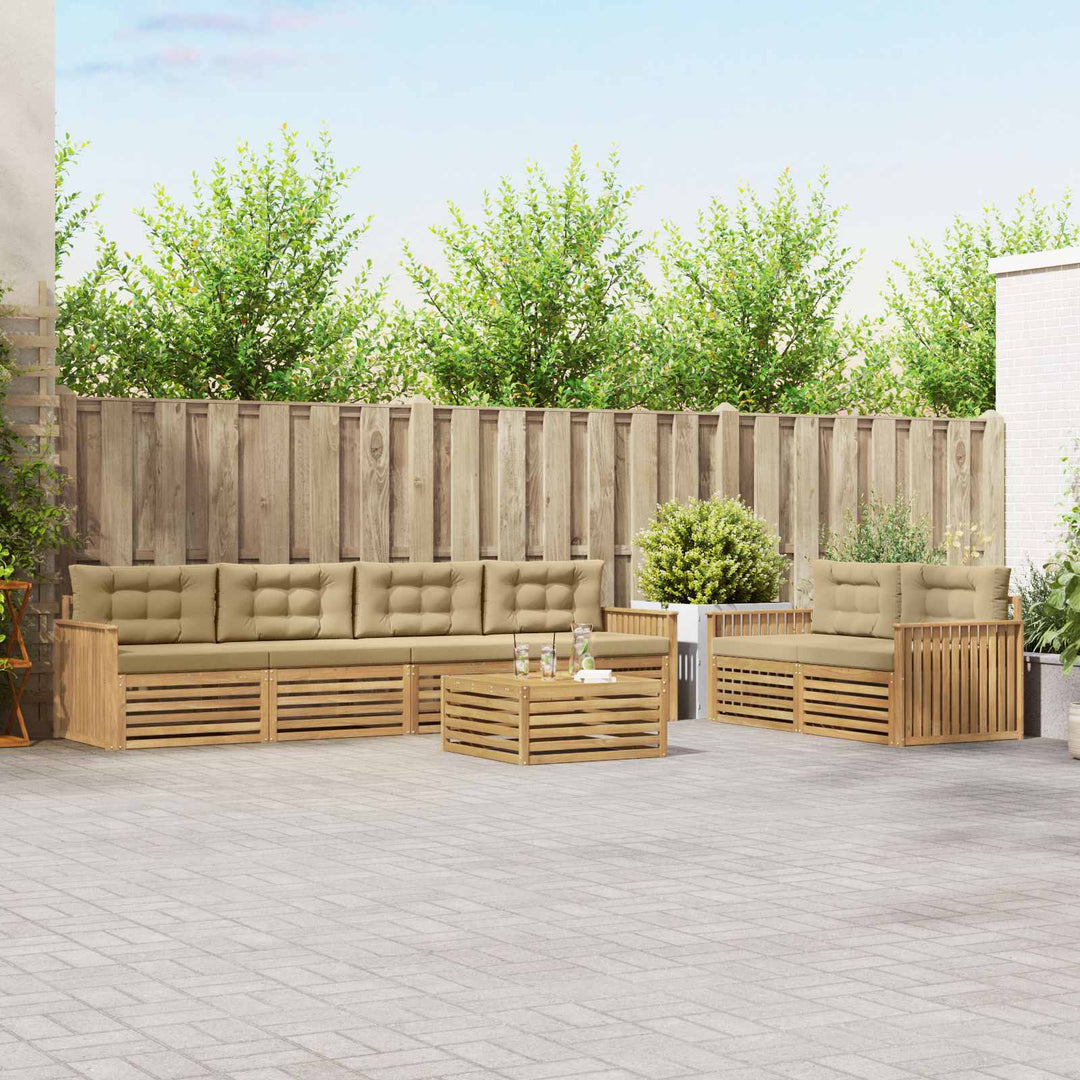 Udendørs sofagruppe 7 pcs Hvid og Beige Massivt Akacietræ