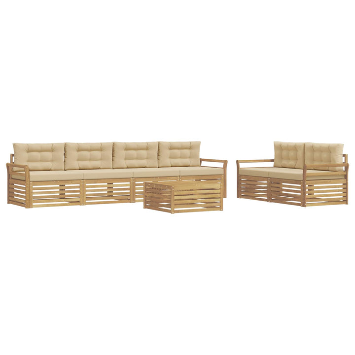 Udendørs sofagruppe 7 pcs Hvid og Beige Massivt Akacietræ