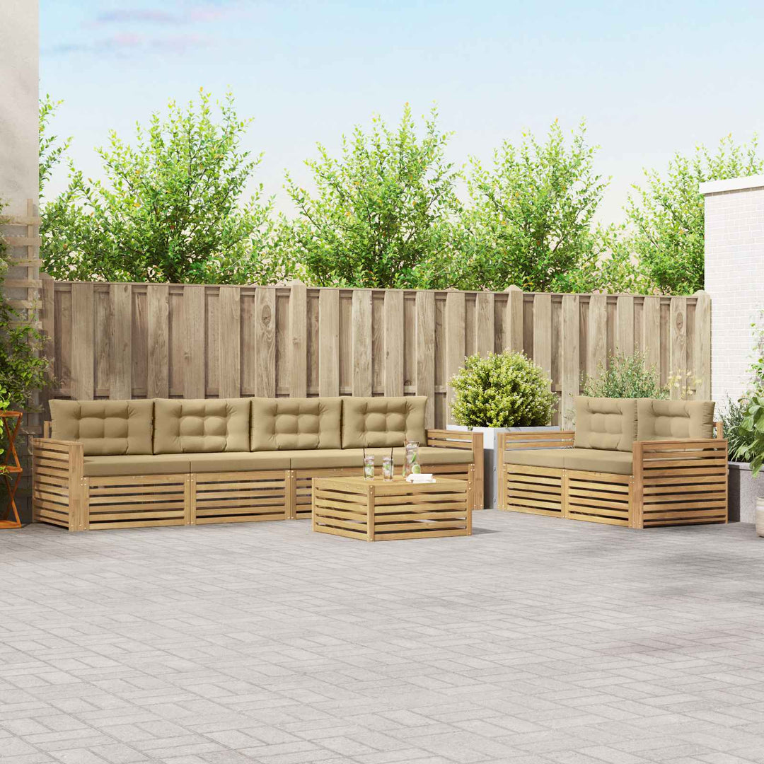 Udendørs sofagruppe 7 pcs Hvid og Beige Massivt Akacietræ