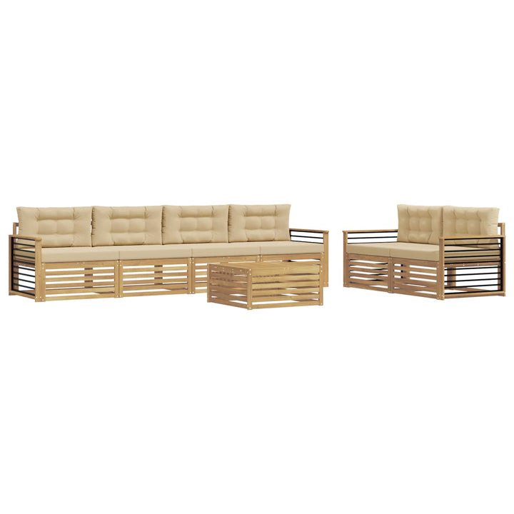 Udendørs sofagruppe 7 stk. Hvid og Beige Polyester