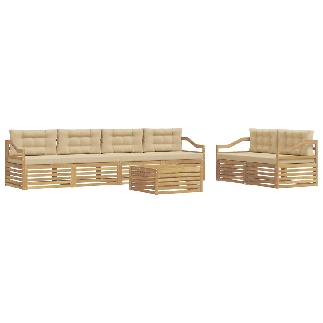 Udendørs sofagruppe 7 stk. Hvid og Beige Polyester