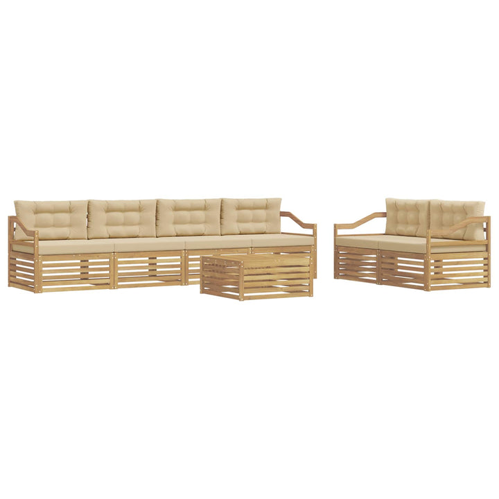 Udendørs sofagruppe 7 stk. Hvid og Beige Polyester