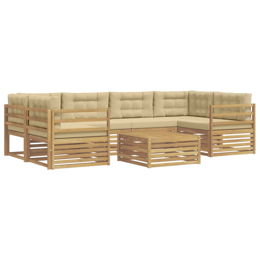 Udendørs sofagruppe 7 stk. Hvid og Beige Polyester
