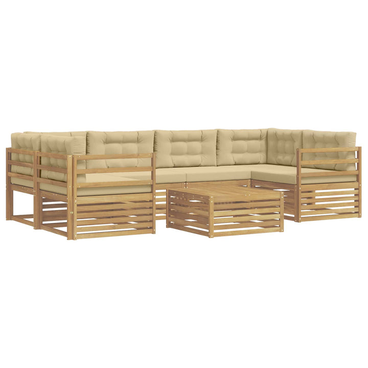 Udendørs sofagruppe 7 stk. Hvid og Beige Polyester
