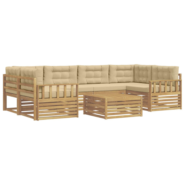 Udendørs sofagruppe 7 stk. Hvid og Beige Polyester