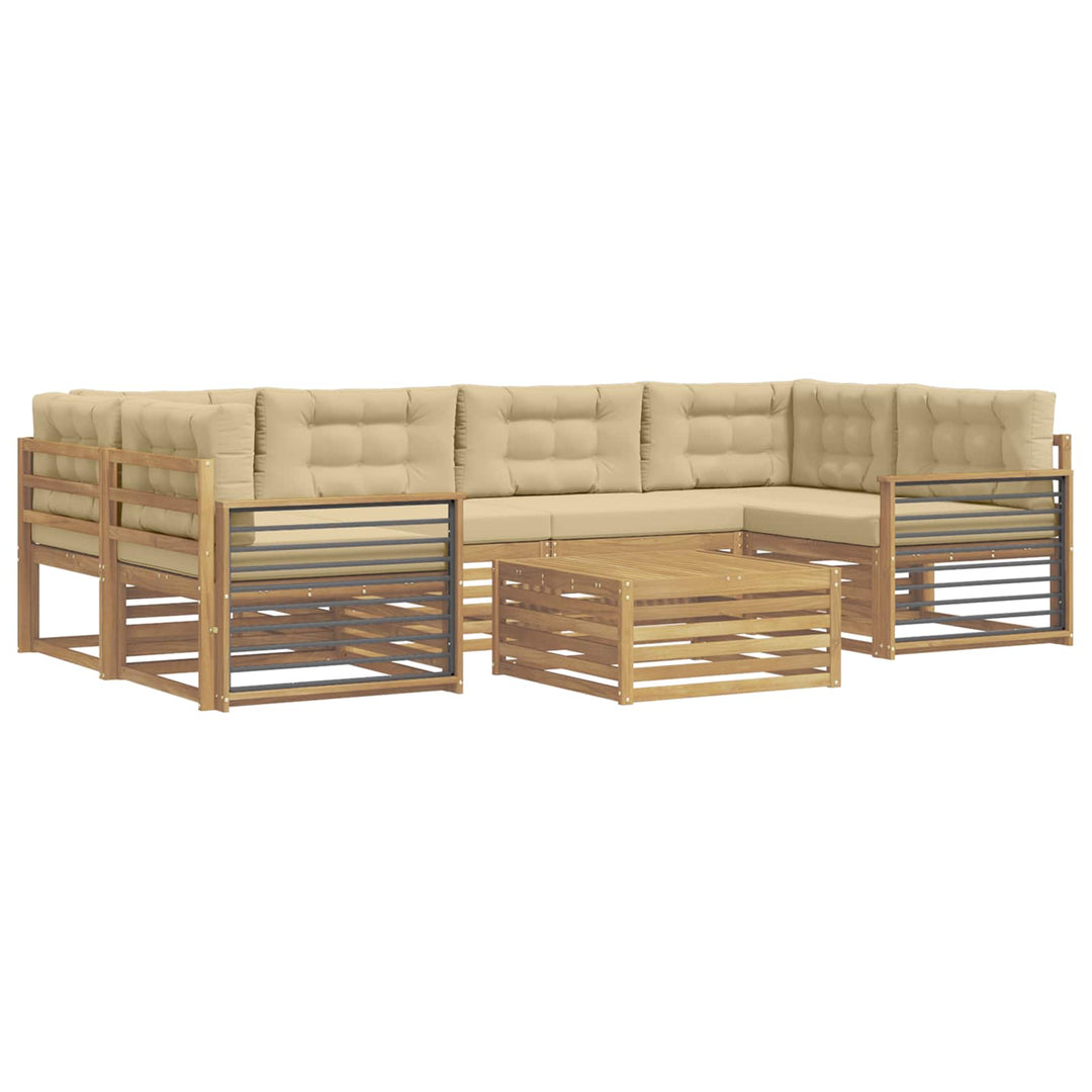 Udendørs sofagruppe 7 stk. Hvid og Beige Polyester