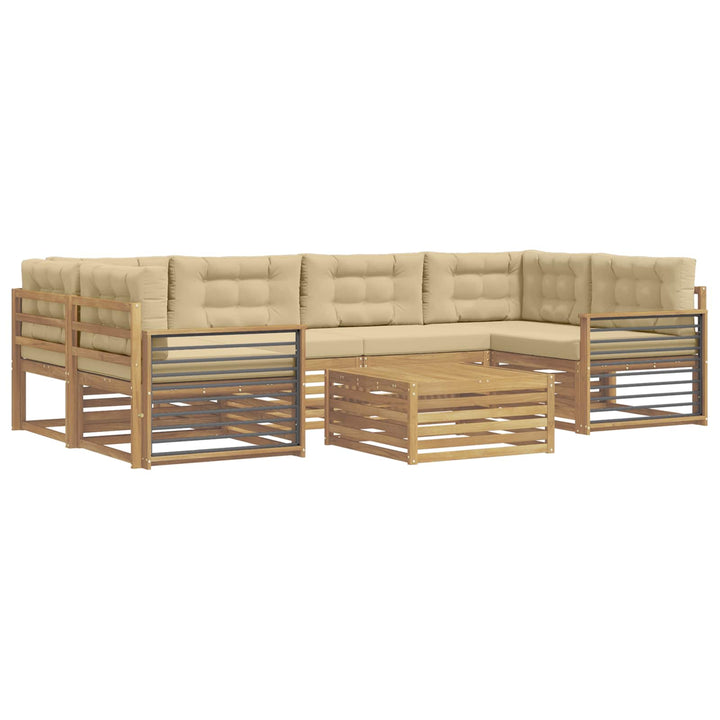 Udendørs sofagruppe 7 stk. Hvid og Beige Polyester