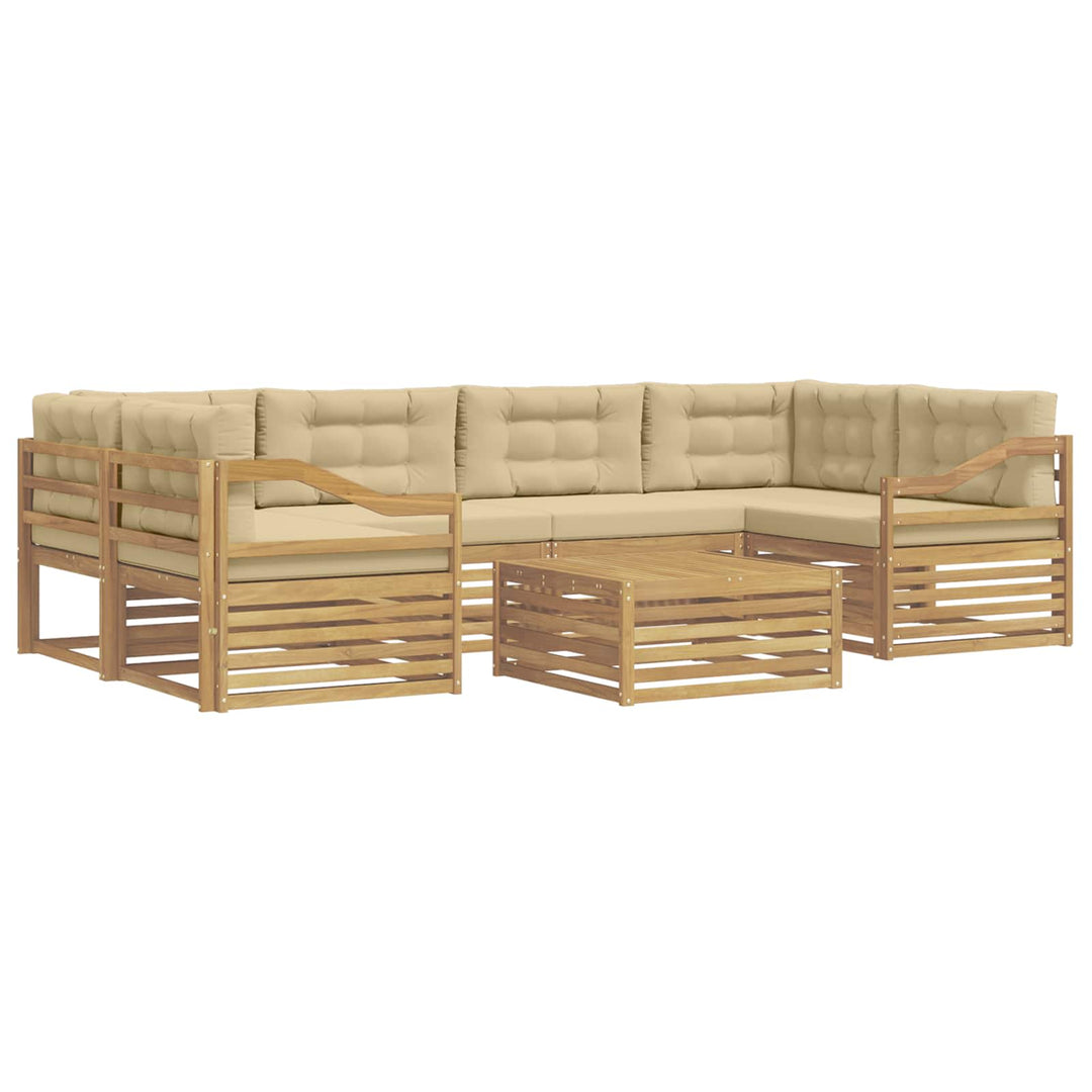 Udendørs sofagruppe 7 stk. Hvid og Beige Polyester