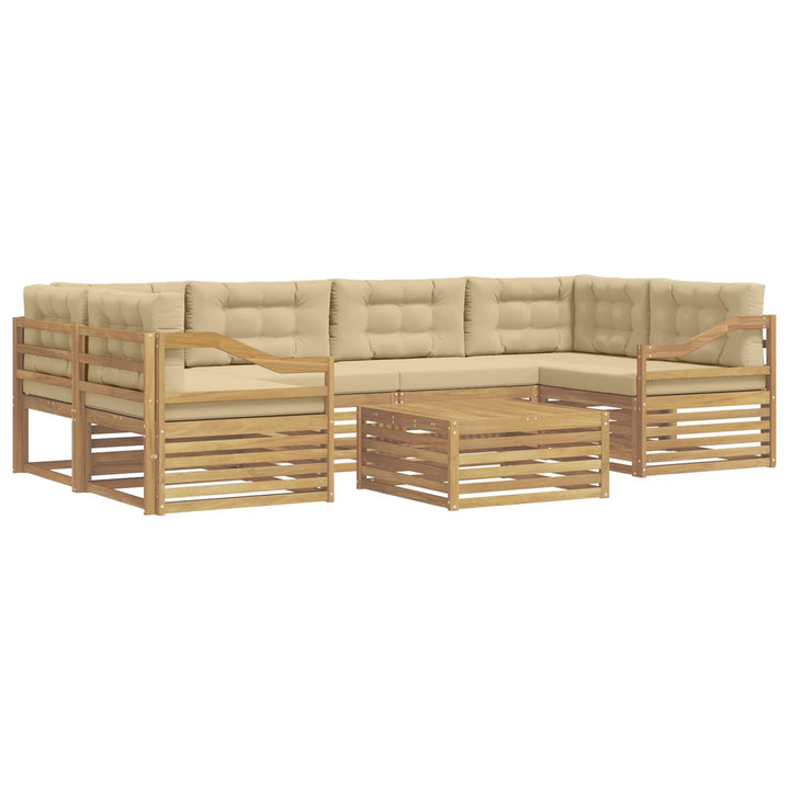 Udendørs sofagruppe 7 stk. Hvid og Beige Polyester