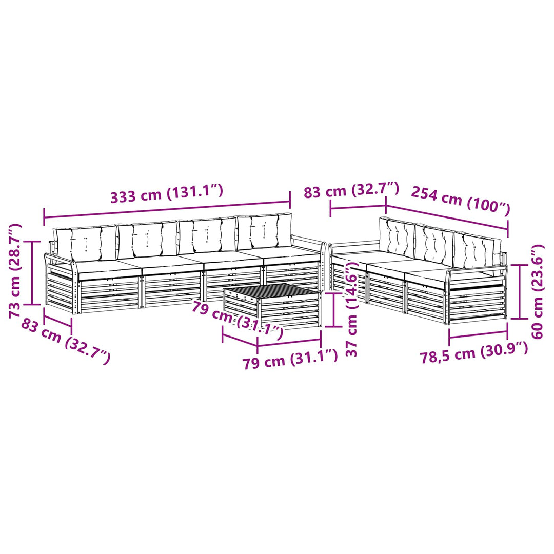 Udendørs sofagruppe 8 pcs Hvid og Beige