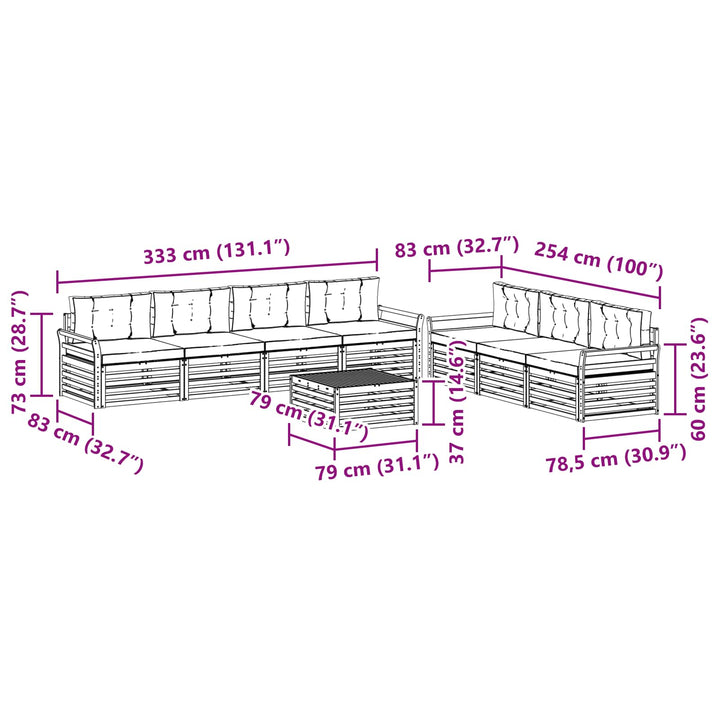 Udendørs sofagruppe 8 pcs Hvid og Beige