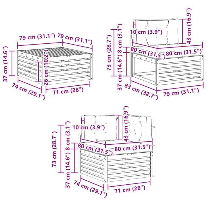 Udendørs sofagruppe 8 stk. Hvid og antracit Massivt Akacietræ