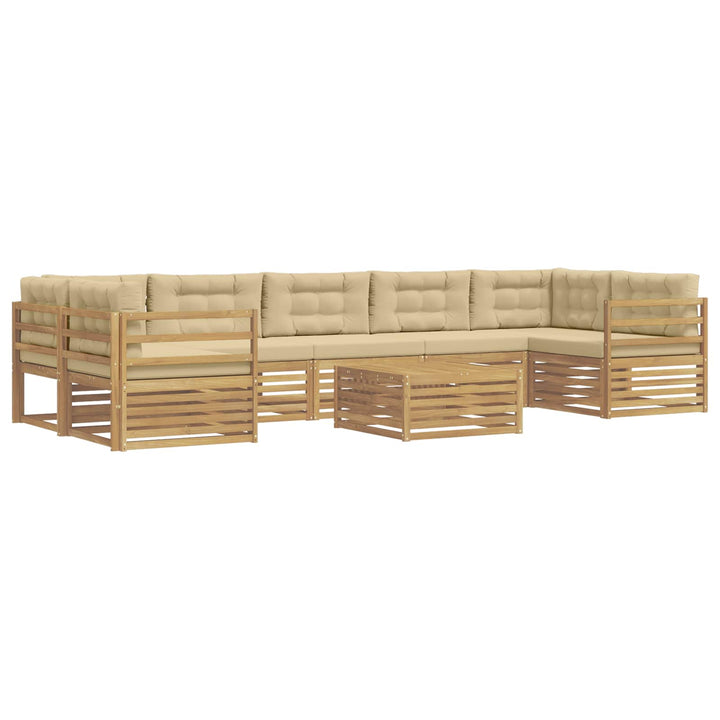 Udendørs sofagruppe 8 pcs Hvid og Beige Massivt Akacietræ