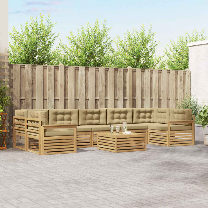 Udendørs sofagruppe 8 pcs Hvid og Beige Massivt Akacietræ
