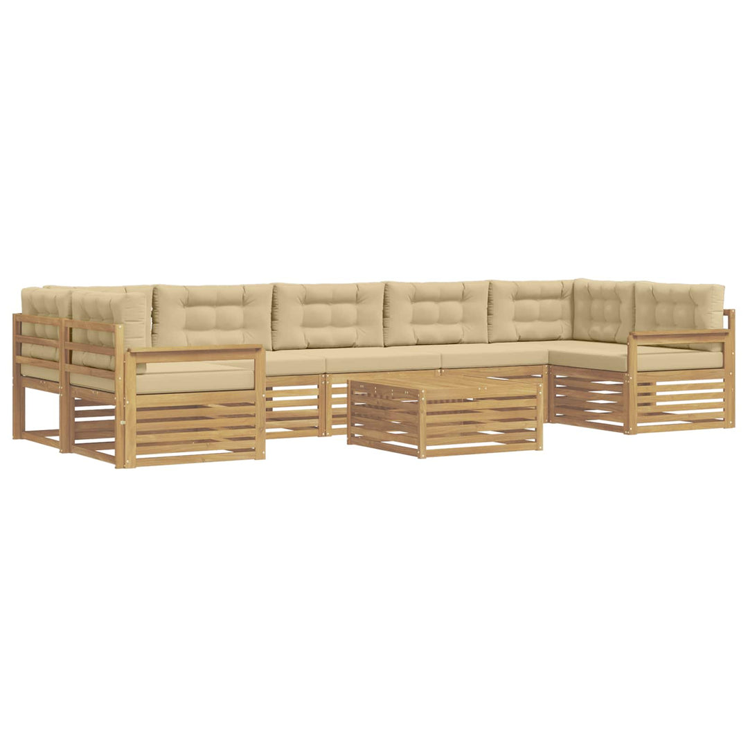 Udendørs sofagruppe 8 pcs Hvid og Beige Massivt Akacietræ