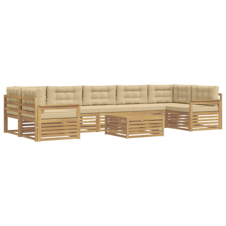 Udendørs sofagruppe 8 pcs Hvid og Beige Massivt Akacietræ