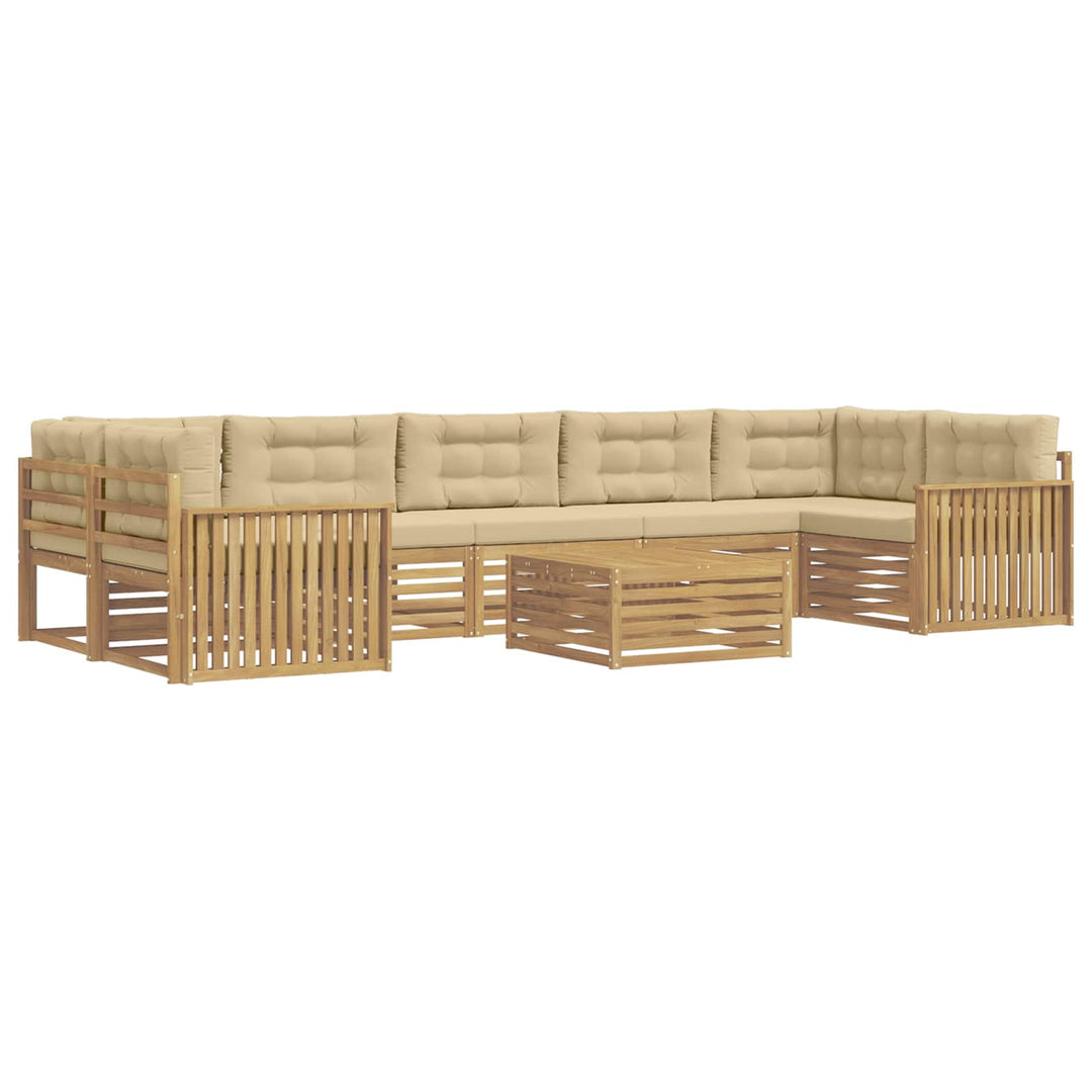 Udendørs sofagruppe 8 pcs Hvid og Beige Massivt Akacietræ