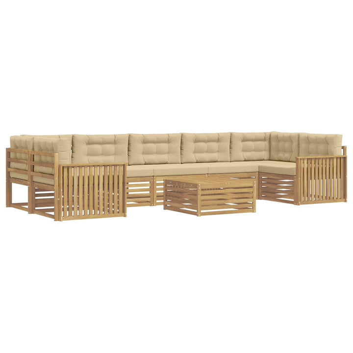 Udendørs sofagruppe 8 pcs Hvid og Beige Massivt Akacietræ