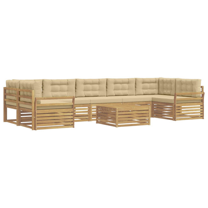 Udendørs sofagruppe 8 pcs Hvid og Beige Massivt Akacietræ