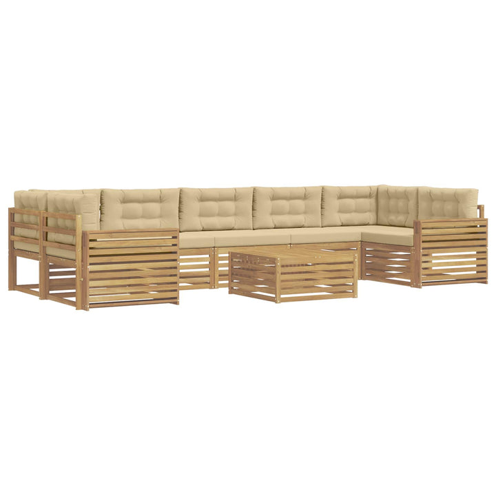 Udendørs sofagruppe 8 pcs Hvid og Beige Massivt Akacietræ