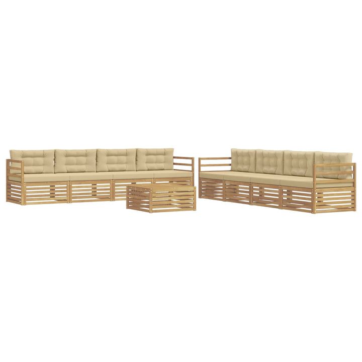 Udendørs sofagruppe 9 stk. Hvid og Beige Polyester