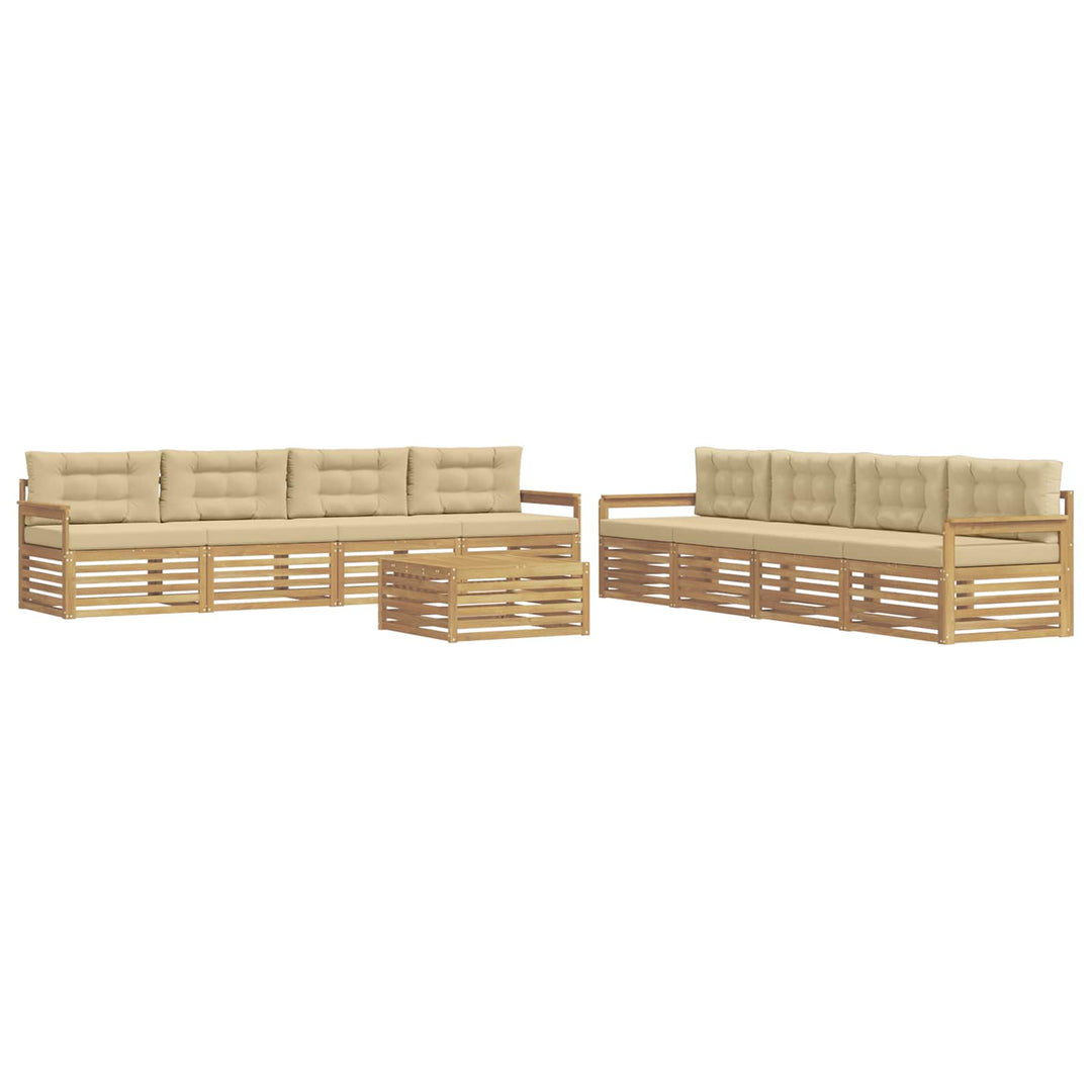 Udendørs sofagruppe 9 stk. Hvid og Beige Polyester