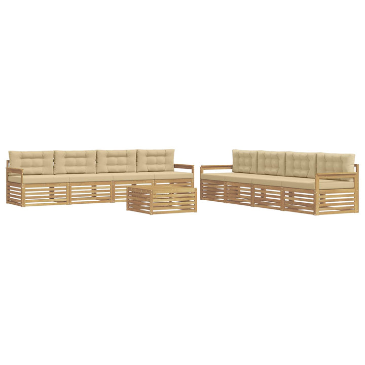 Udendørs sofagruppe 9 stk. Hvid og Beige Polyester