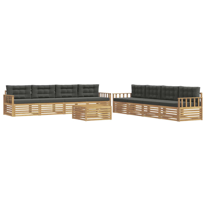 Udendørs sofagruppe med pude 9 pcs Hvid og antracit Polyester