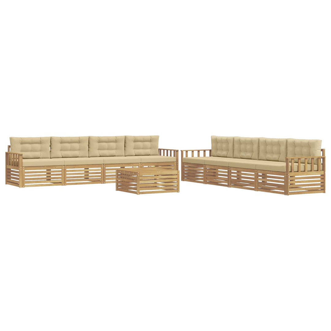 Udendørs sofagruppe 9 stk. Hvid og Beige Polyester