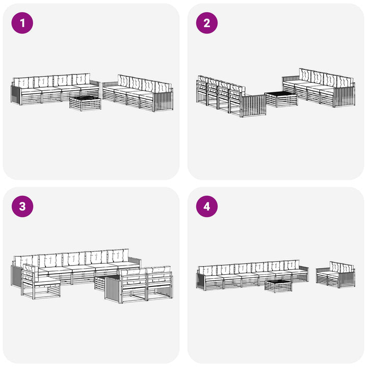 Udendørs sofagruppe 9 pcs Hvid og cremefarvet