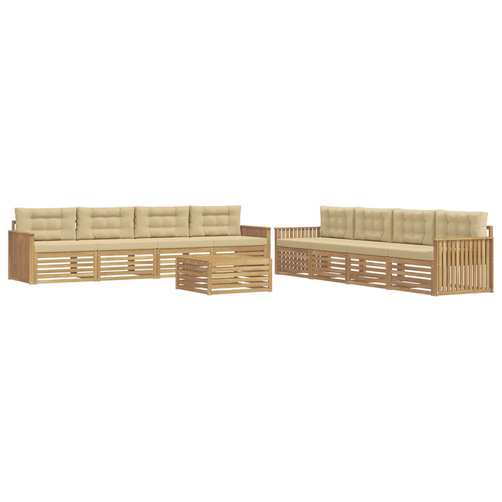 Udendørs sofagruppe 9 pcs Hvid og Beige