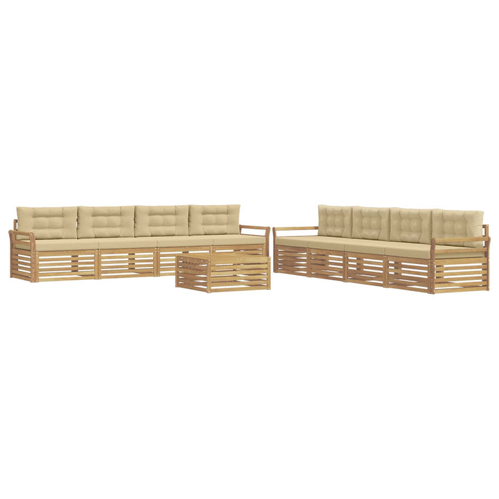 Udendørs sofagruppe 9 pcs Hvid og Beige