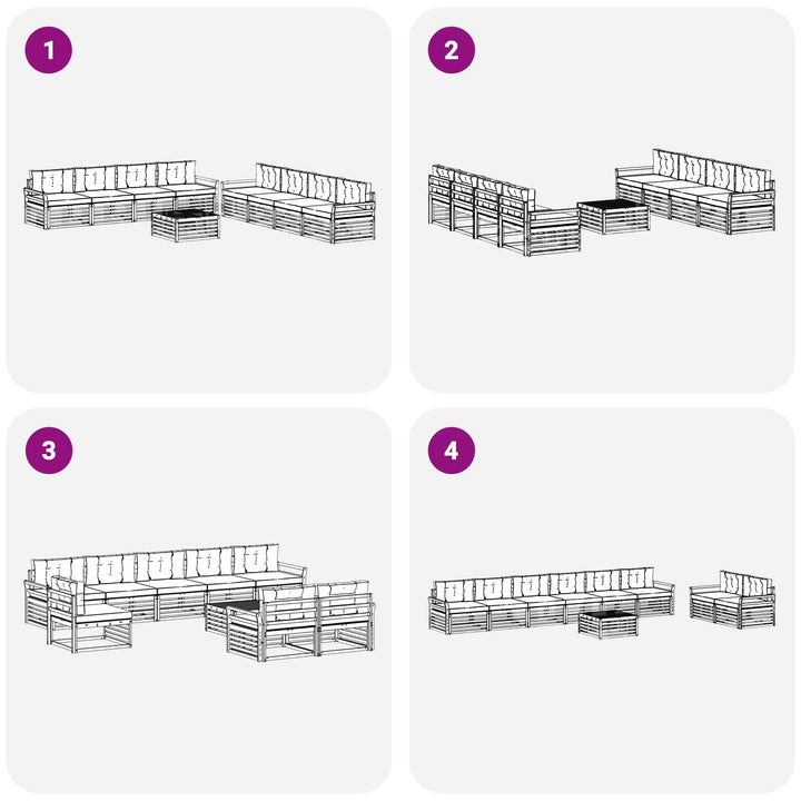 Udendørs sofagruppe 9 pcs Hvid og Beige