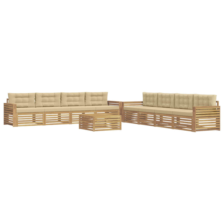 Udendørs sofagruppe 9 pcs Hvid og Beige