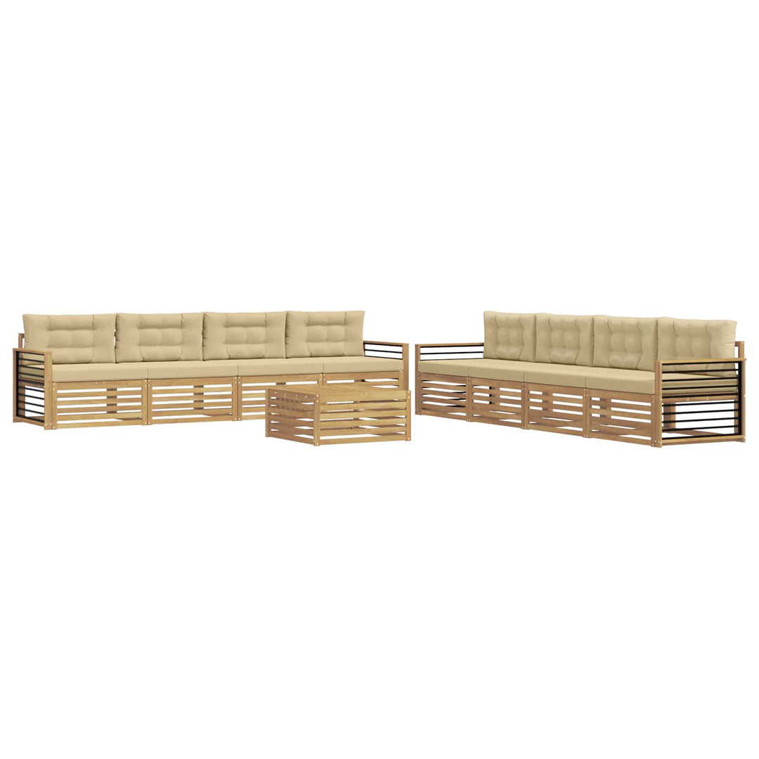 Udendørs sofagruppe 9 stk. Hvid og Beige Polyester