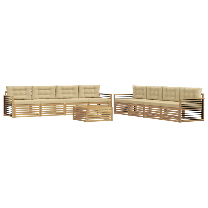 Udendørs sofagruppe 9 stk. Hvid og Beige Polyester