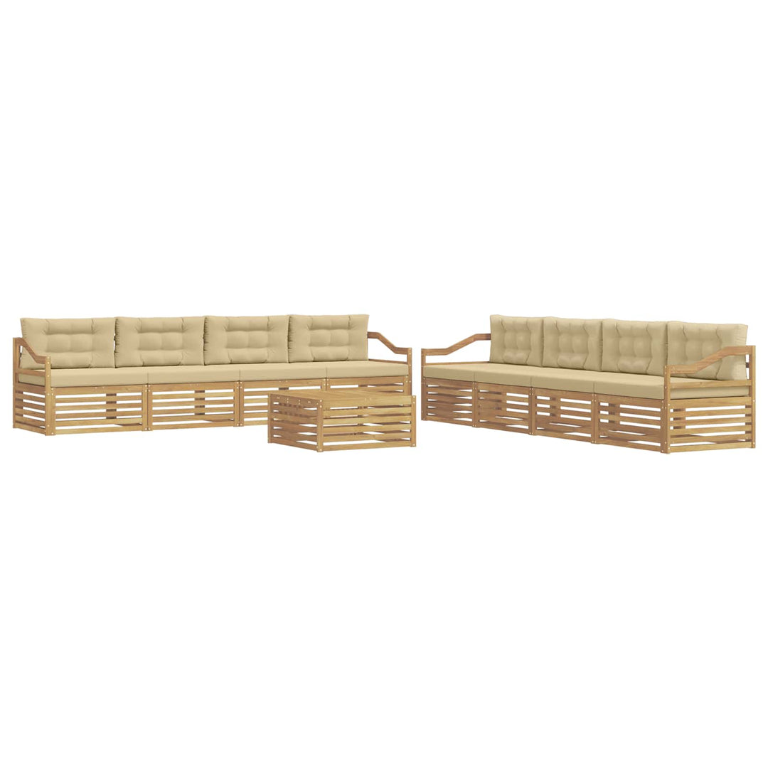 Udendørs sofagruppe 9 stk. Hvid og Beige Polyester