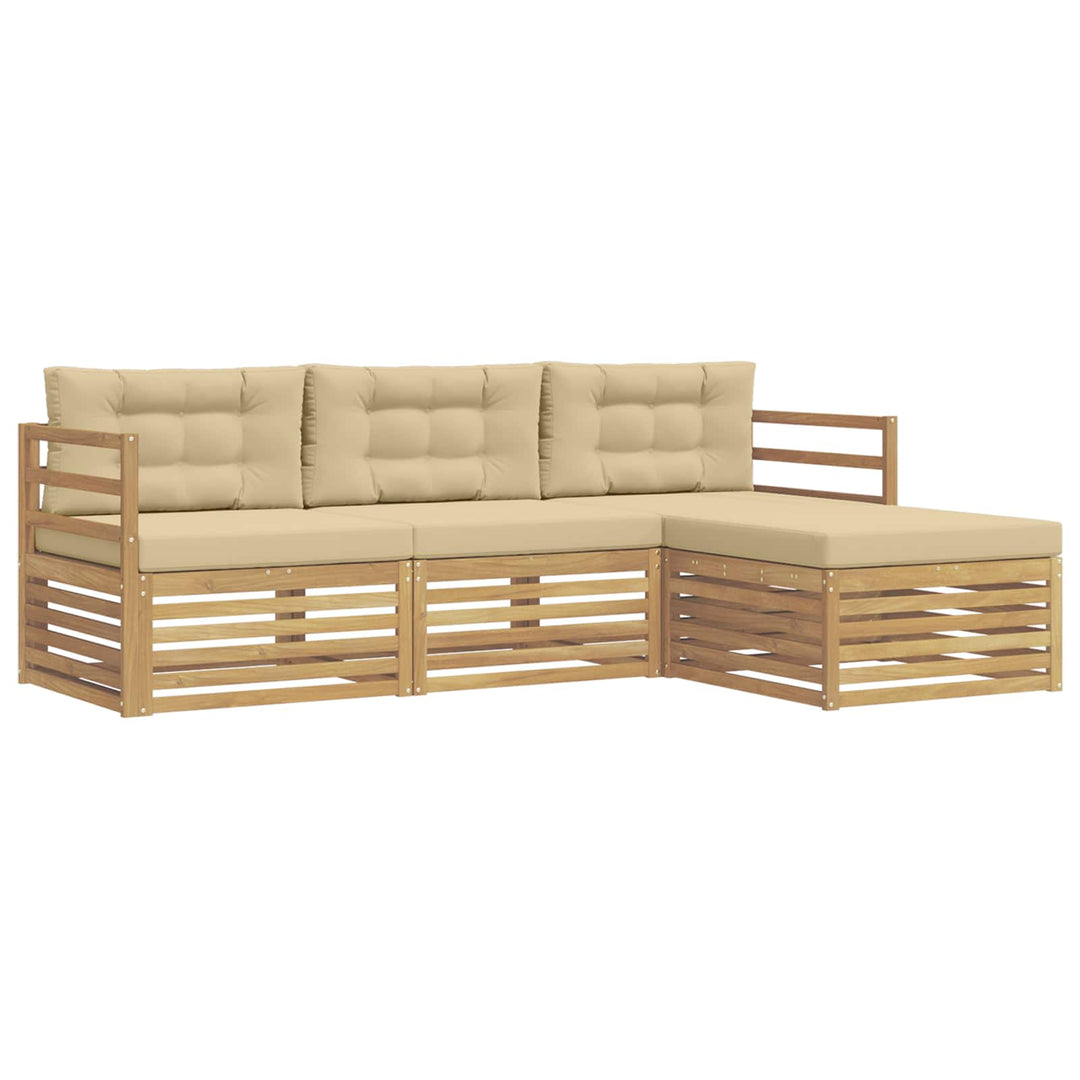 Udendørs sofagruppe 4 stk. Hvid og Beige Polyester