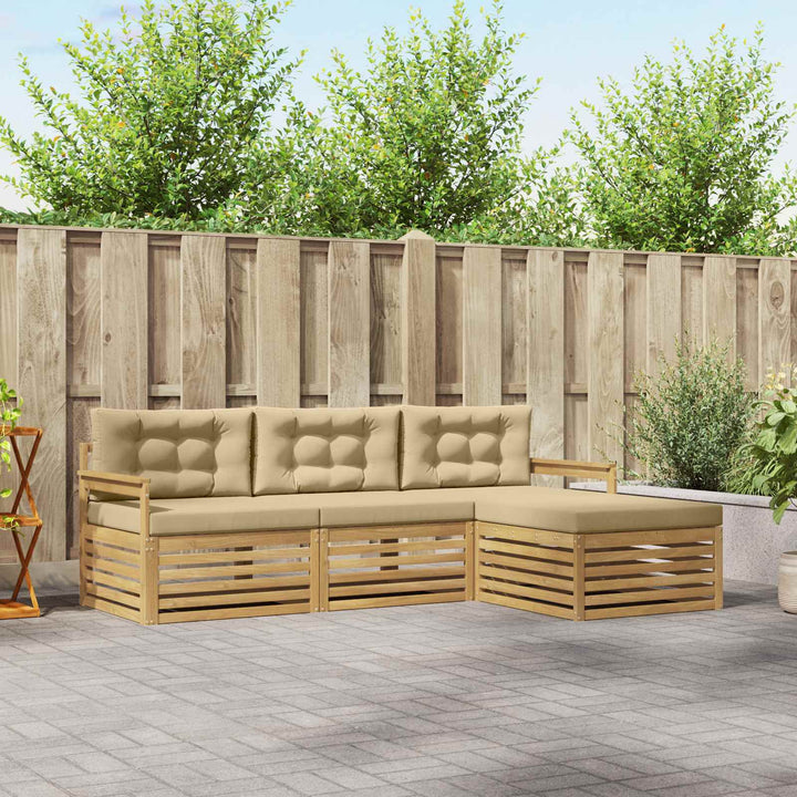Udendørs sofagruppe 4 stk. Hvid og Beige Polyester