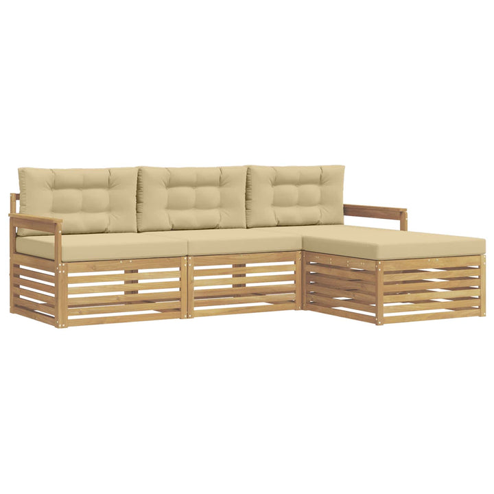 Udendørs sofagruppe 4 stk. Hvid og Beige Polyester