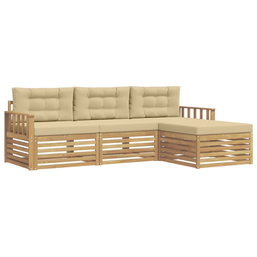 Udendørs sofagruppe 4 stk. Hvid og Beige Polyester