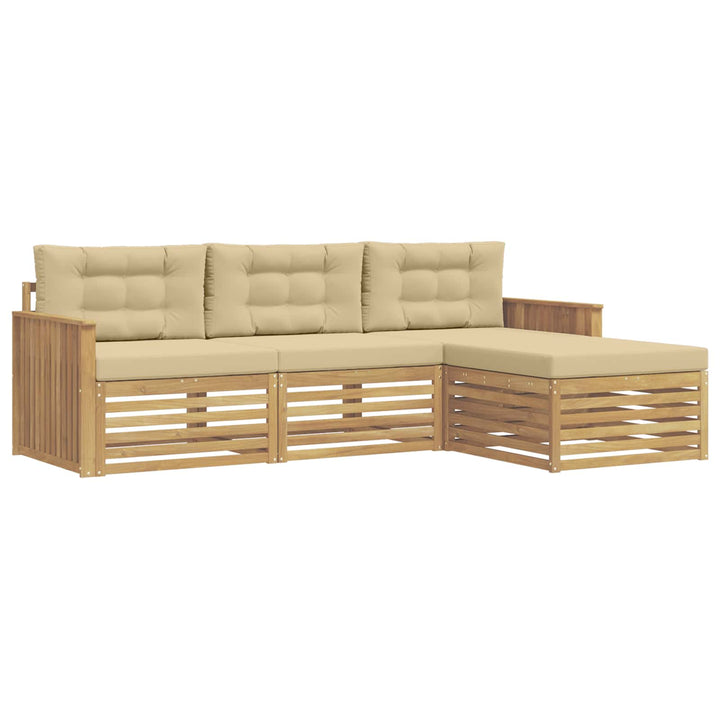 Udendørs sofagruppe 4 pcs Hvid og Beige