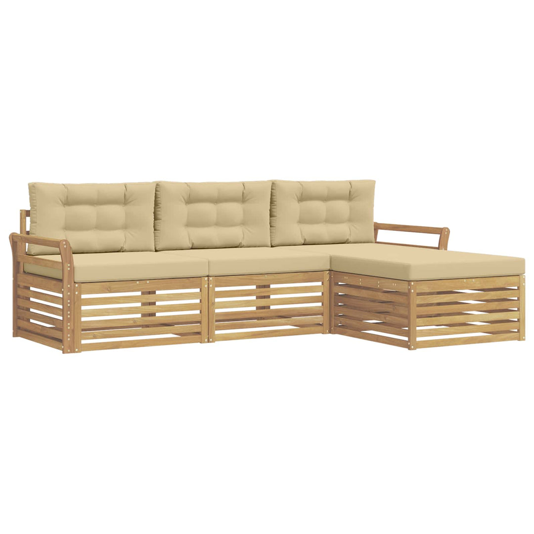 Udendørs sofagruppe 4 pcs Hvid og Beige