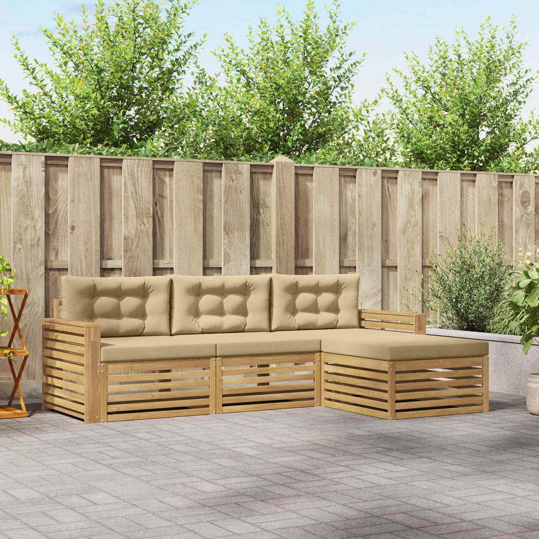 Udendørs sofagruppe 4 pcs Hvid og Beige