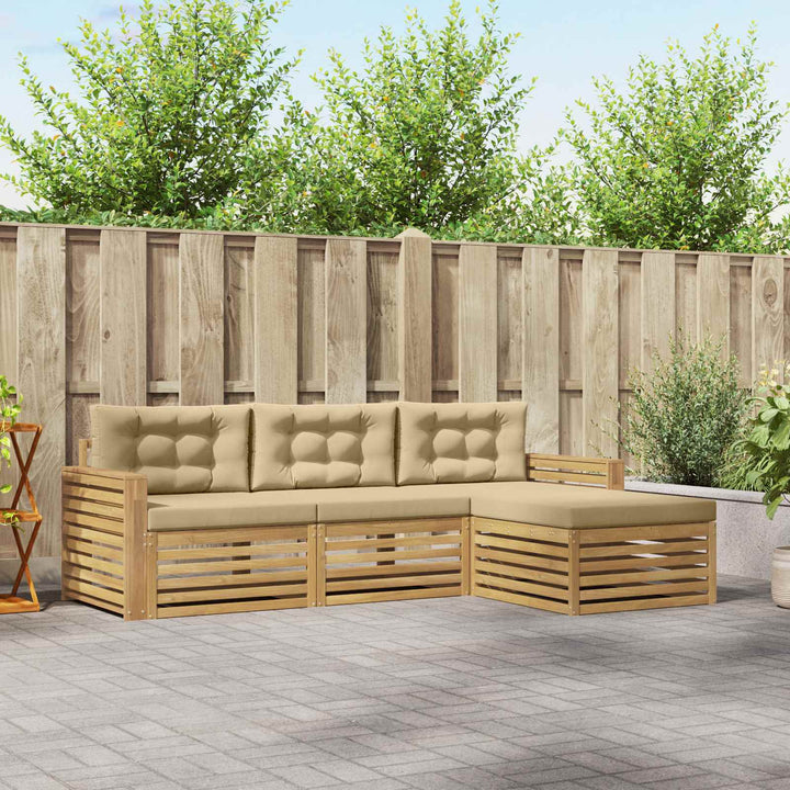 Udendørs sofagruppe 4 pcs Hvid og Beige