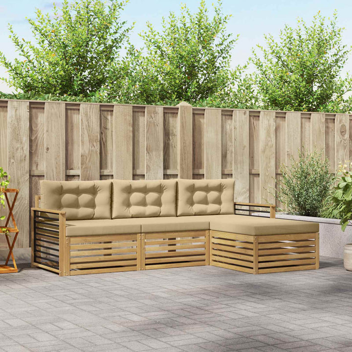 Udendørs sofagruppe 4 stk. Hvid og Beige Polyester