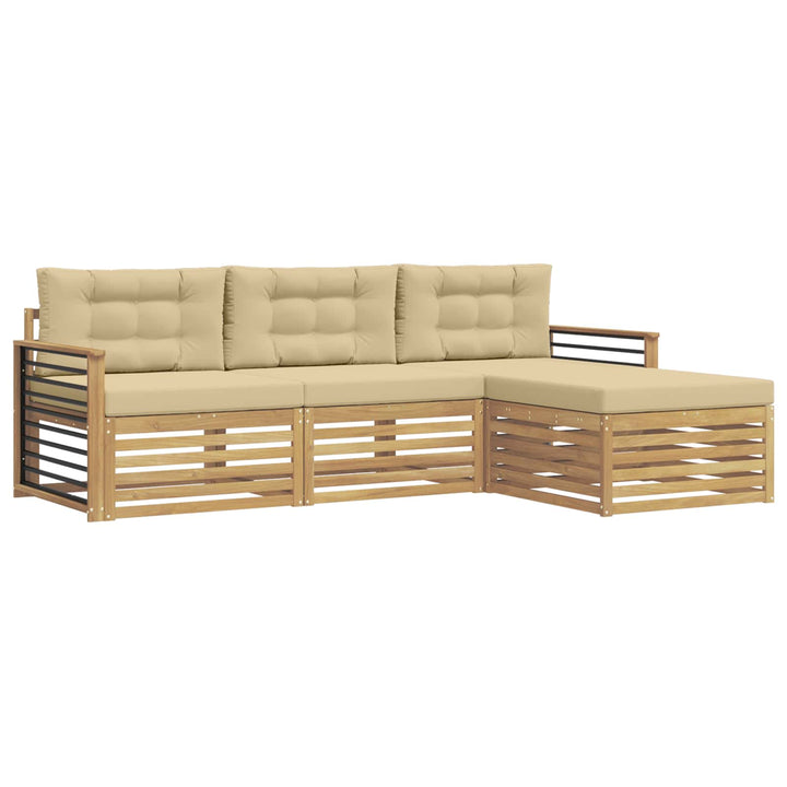 Udendørs sofagruppe 4 stk. Hvid og Beige Polyester