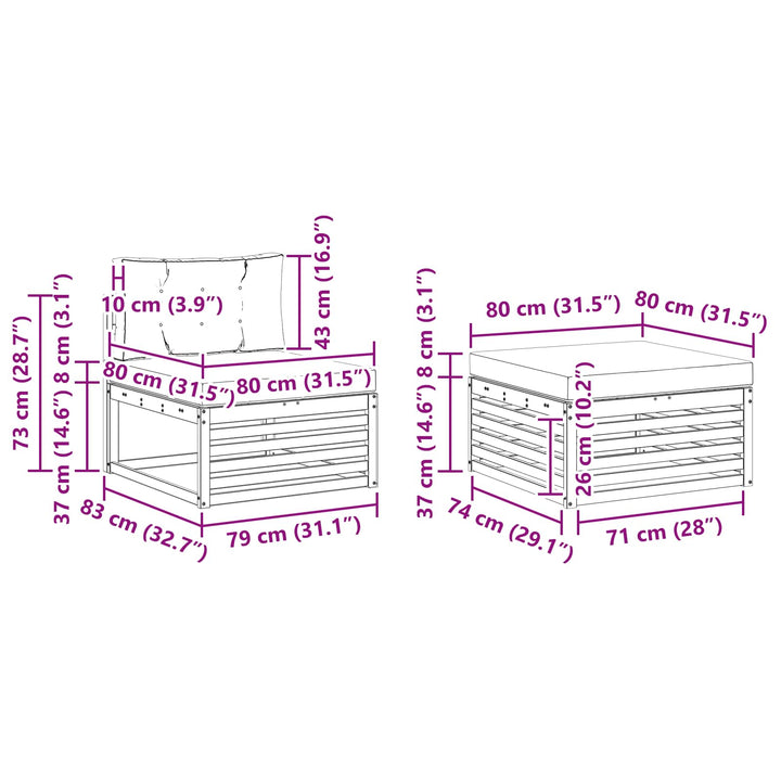 Udendørs sofagruppe 4 stk. Hvid og cremefarvet Polyester